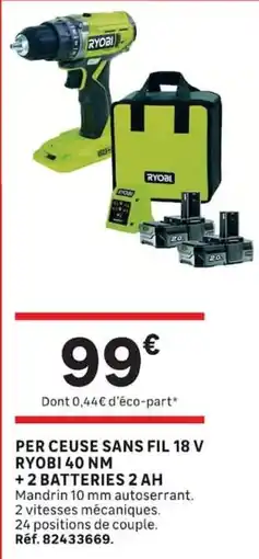 Leroy Merlin RYOBI PER CEUSE SANS FIL 18 V offre
