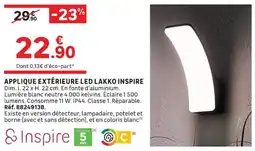Leroy Merlin LAKKO INSPIRE APPLIQUE EXTÉRIEURE LED offre