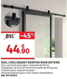 Leroy Merlin ARTENS RAIL COULISSANT GRAPHO NOIR offre