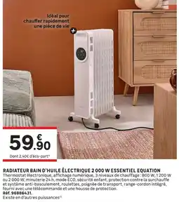 Leroy Merlin ESSENTIEL EQUATION RADIATEUR BAIN D'HUILE ÉLECTRIQUE 2 000 W offre