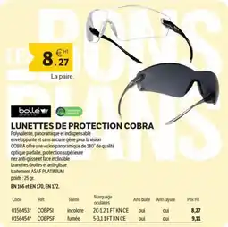 DomPro BOLLE LUNETTES DE PROTECTION COBRA offre