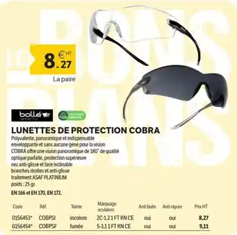 BOLLE LUNETTES DE PROTECTION COBRA