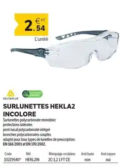 DomPro DELTA PLUS Surlunettes HEKLA2 offre