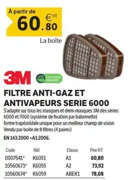 DomPro 3M FILTRE ANTI-GAZ ET ANTIVAPEURS SERIE 6000 offre