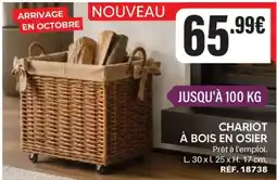 Shopix CHARIOT À BOIS EN OSIER offre