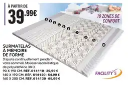 Shopix FACILITY'S SURMATÉLAS À MÉMOIRE DE FORME offre