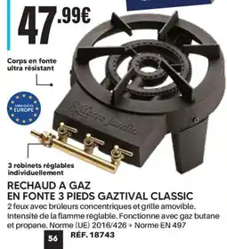 Shopix GAZTIVAL Classic RECHAUD A GAZ EN FONTE 3 PIEDS offre
