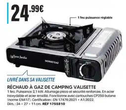 Shopix Terre Jardin RÉCHAUD À GAZ DE CAMPING VALISETTE offre