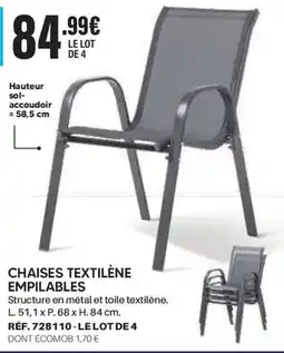Shopix CHAISES TEXTILÈNE EMPILABLES offre