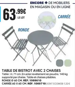 Shopix TABLE DE BISTROT AVEC 2 CHAISES offre