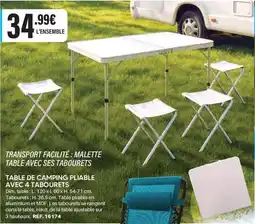 Shopix Table de camping pliable avec 4 tabourets offre