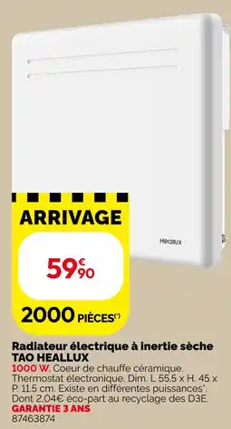 Weldom Heallux radiateur électrique à inertie sèche tao offre