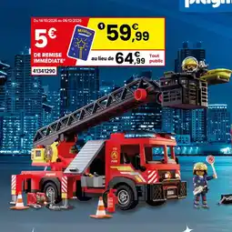 JouéClub Playmobil 72192 camion de pompiers à grande échelle offre