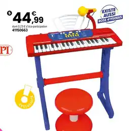JouéClub Bontempi clavier électronique avec micro, pieds et tabourets offre