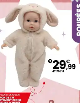 JouéClub Bébé lapin beige 35 cm offre