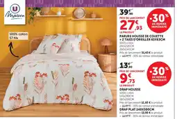 Super U U Maison PARURE HOUSSE DE COUETTE + 2 TIAES D'OREILLER 63X63CM offre