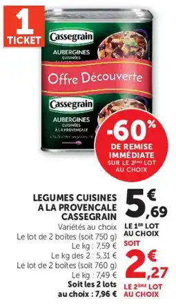 Super U Cassegrain Aubergines Cuisinées offre