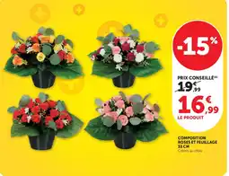 Super U Composition roses et feuillage offre
