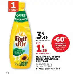 Super U Fruit d'Or Huile de tournesol offre