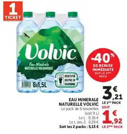 Super U Volvic Eau Minérale Naturelle Volcanique offre