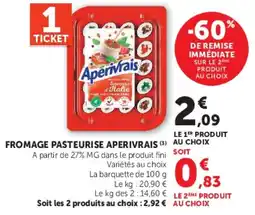Super U Aperivrais Fromage pasteurisé offre