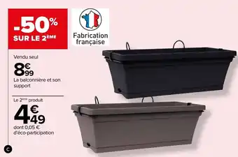 Carrefour Balconnière odelia avec support anthracite offre