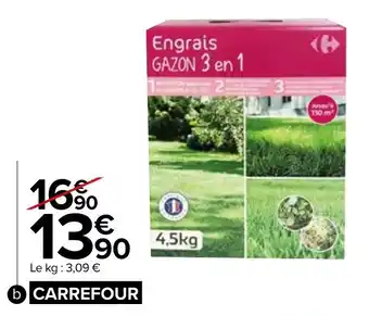Carrefour Engrais gazon 3 actions carrefour offre