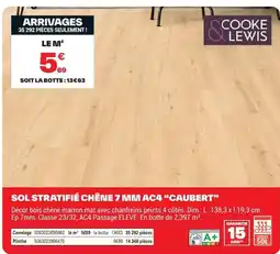 Brico Dépôt COOKE & LEWIS SOL STRATIFIÉ CHÊNE 7 MM AC4 "CAUBERT" offre