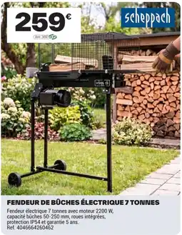 Brico Dépôt scheppach FENDEUR DE BÛCHES ÉLECTRIQUE 7 TONNES offre
