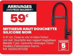 Brico Dépôt MITIGEUR HAUT DOUCHE SILICONE NOIR offre