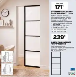 Brico Dépôt PORTE COULISSANTE "LOFT" NOIR 83 offre