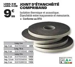 Brico Dépôt COMPRIBAND JOINT D'ÉTANCHÉITÉ offre