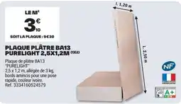 Brico Dépôt PURELIGHT Plaque de plâtre BA13 offre