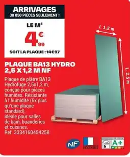 Brico Dépôt PLAQUE BA13 HYDRO offre