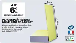 Brico Dépôt PLAQUE PLÂTRE BA13 offre