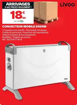 Brico Dépôt Onli CONVECTEUR MOBILE 2000W offre