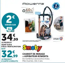 Hyper U Smoby CHARIOT DE MENAGE + ASPIRATEUR ROWENTA offre