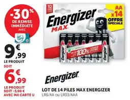 Hyper U Energizer lot de 14 piles max offre