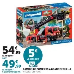 Hyper U Playmobil Camion de pompiers à grande échelle offre