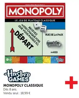 Hyper U Hasbro Games MONOPOLY CLASSIQUE offre