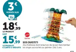 Hyper U Mattel games sos ouistiti offre