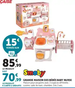 Hyper U Smoby GRANDE MAISON DES BÉBÉS BABY NURSE offre