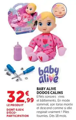 Hyper U Baby Alive Dodos Calins offre