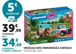 Hyper U Playmobil Vehicule avec remorque à chevaux offre