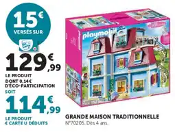 Hyper U Playmobil Grande Maison Traditionnelle offre