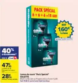 Carrefour GILLETTE Lames de rasoir offre