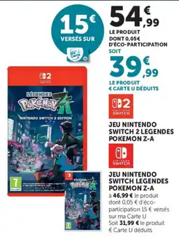 Hyper U Nintendo Switch Legends Pokémon Z-A offre
