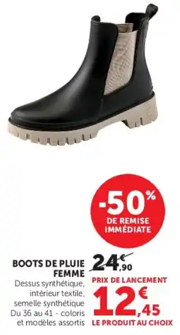 Hyper U BOOTS DE PLUIE FEMME offre