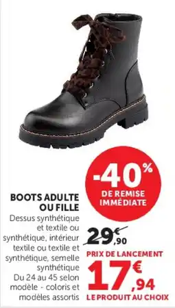 Hyper U Boots adulte ou fille offre