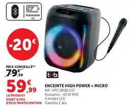 Hyper U tnb ENCEINTE HIGH POWER + MICRO offre
